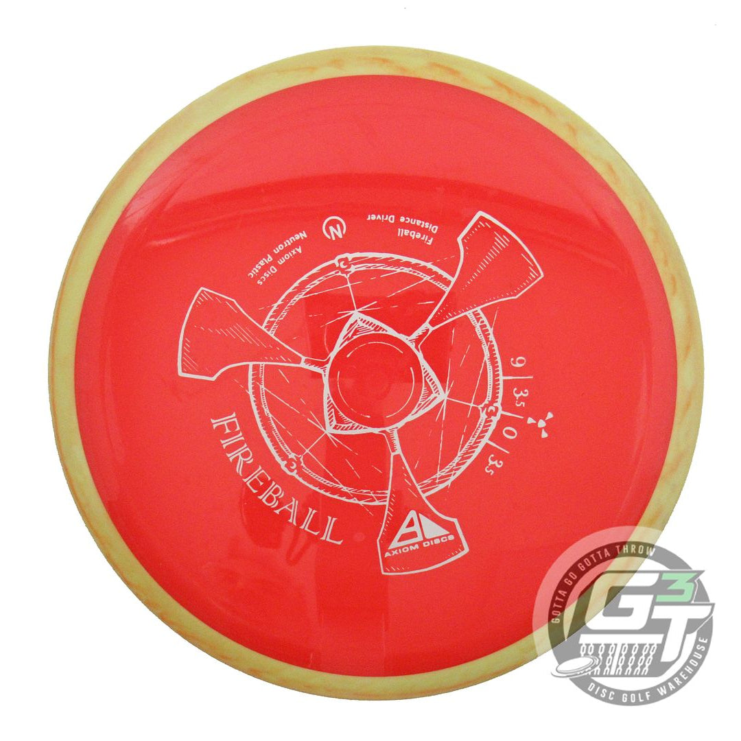 USED Axiom Discs Neutron Fireball 171g Red Lime Rim Distance Driver Golf Disc