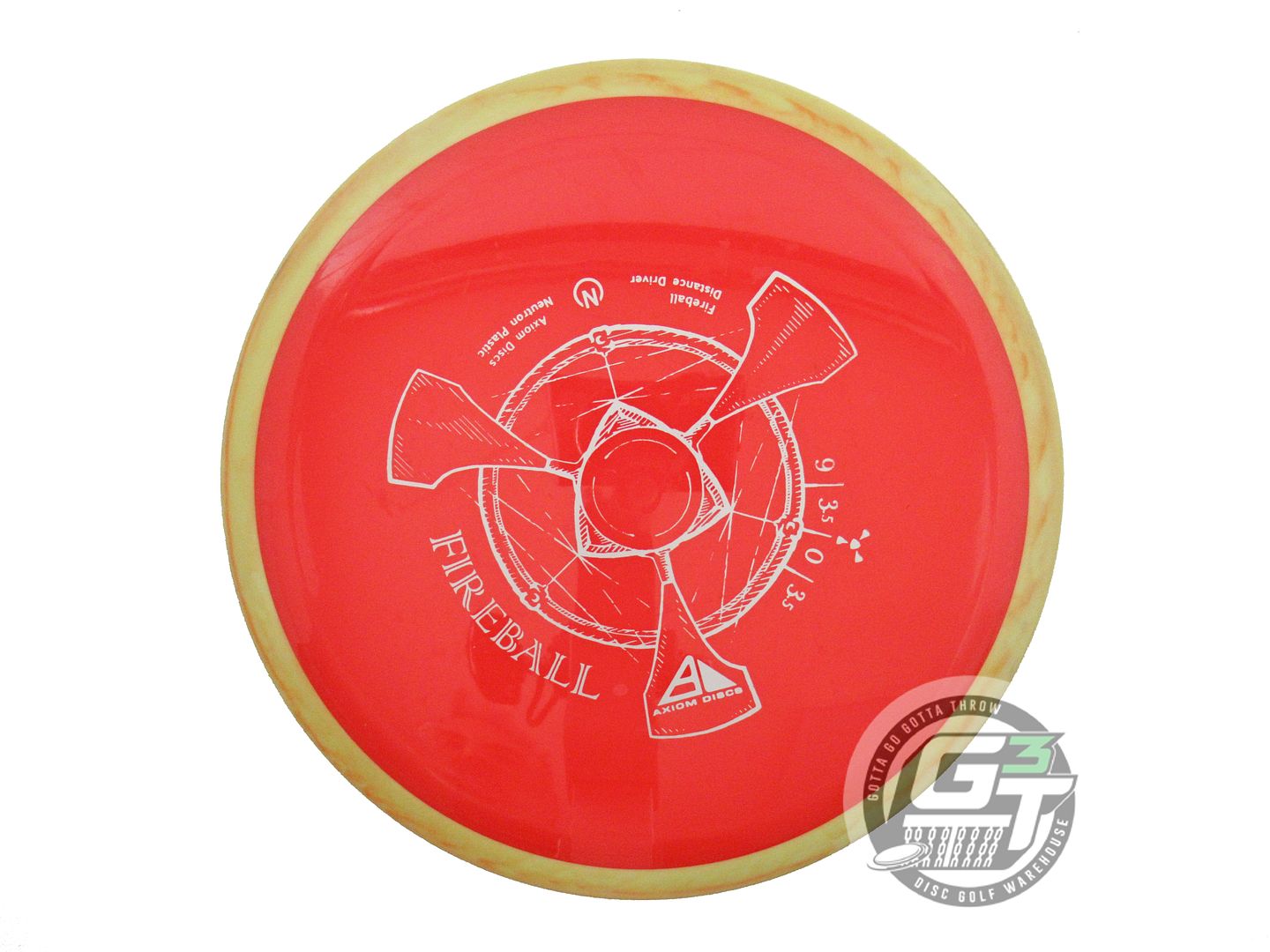 USED Axiom Discs Neutron Fireball 171g Red Lime Rim Distance Driver Golf Disc