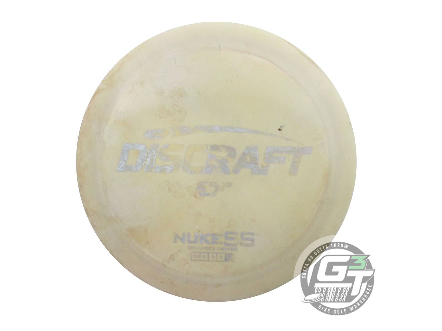 USED Discraft ESP Nuke SS 176g Tan Silver Shatter Foil Distance Driver Golf Disc