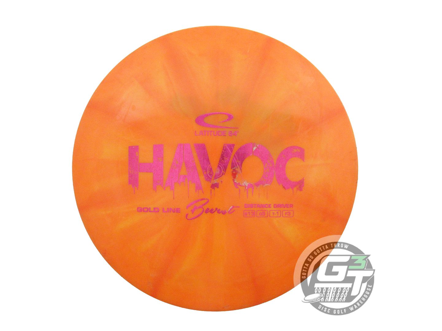 USED Latitude 64 Gold Burst Havoc 168g Orange Magenta Foil Distance Driver Disc
