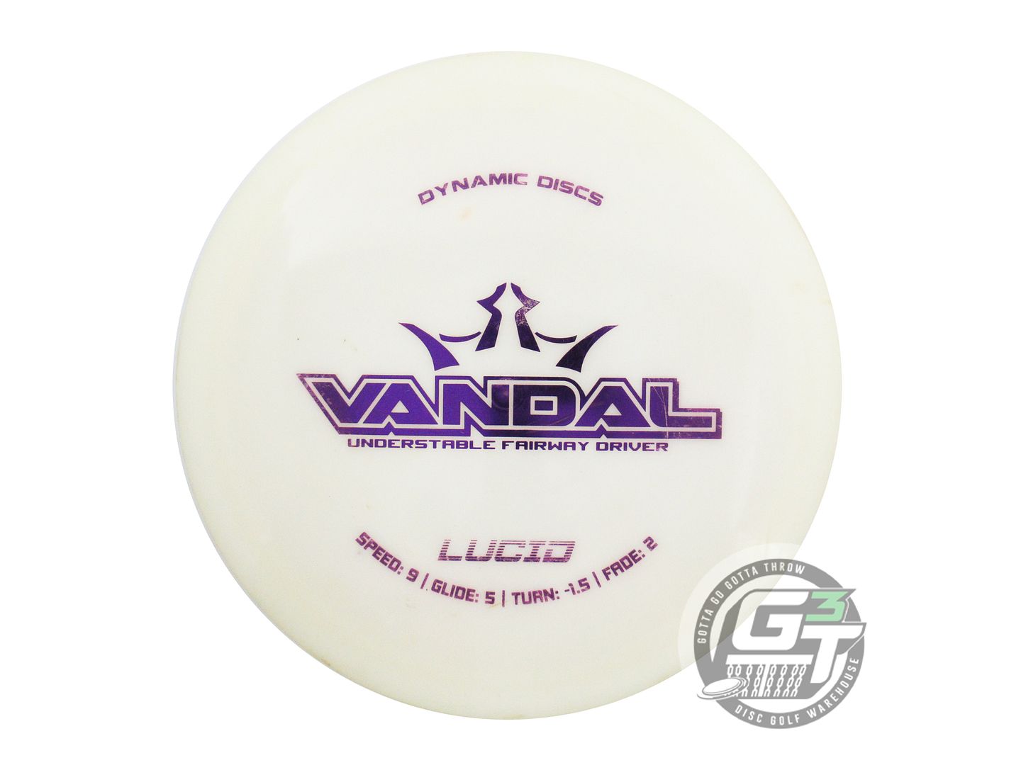 USED Dynamic Discs Lucid Vandal 173g White Purple Foil Distance Driver Golf Disc