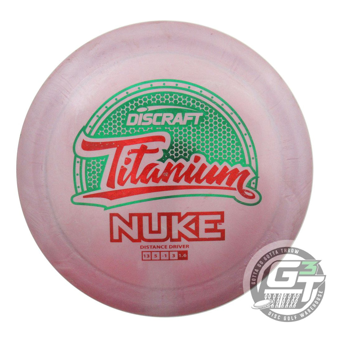USED Discraft Titanium Nuke 174g Lilac Green Foil Distance Driver Golf Disc