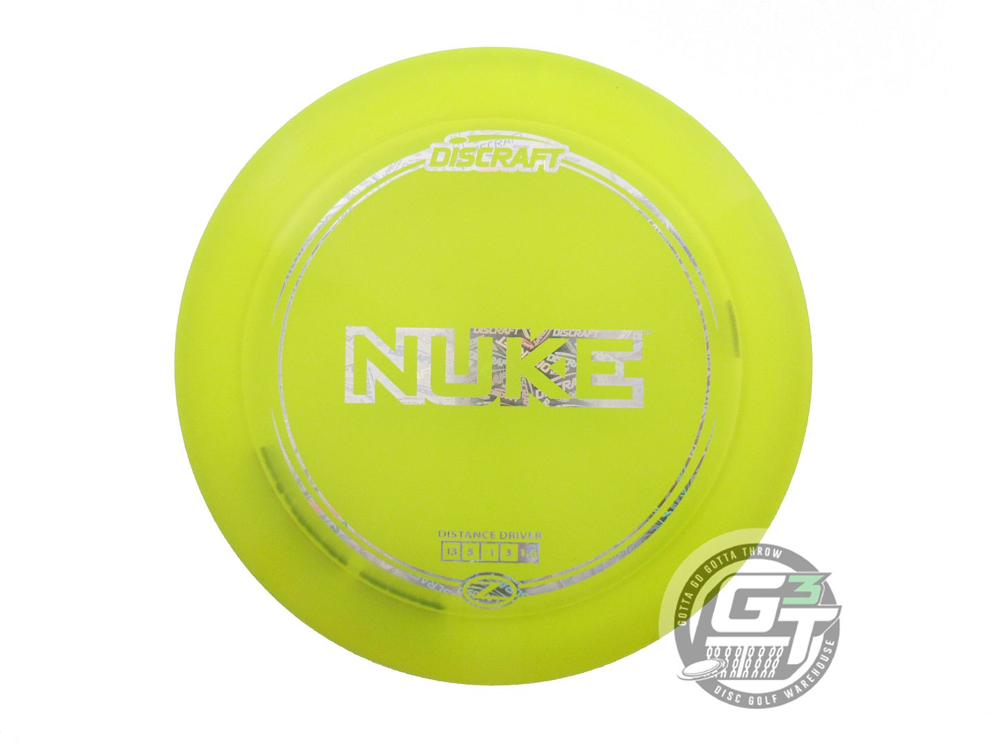 USED Discraft Z Nuke 173g Yellow Holo Logo Foil Distance Driver Golf Disc