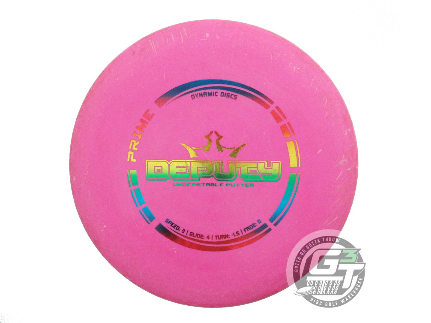 USED Dynamic Discs Prime Deputy 173g Pink Rainbow Foil A Putter Golf Disc