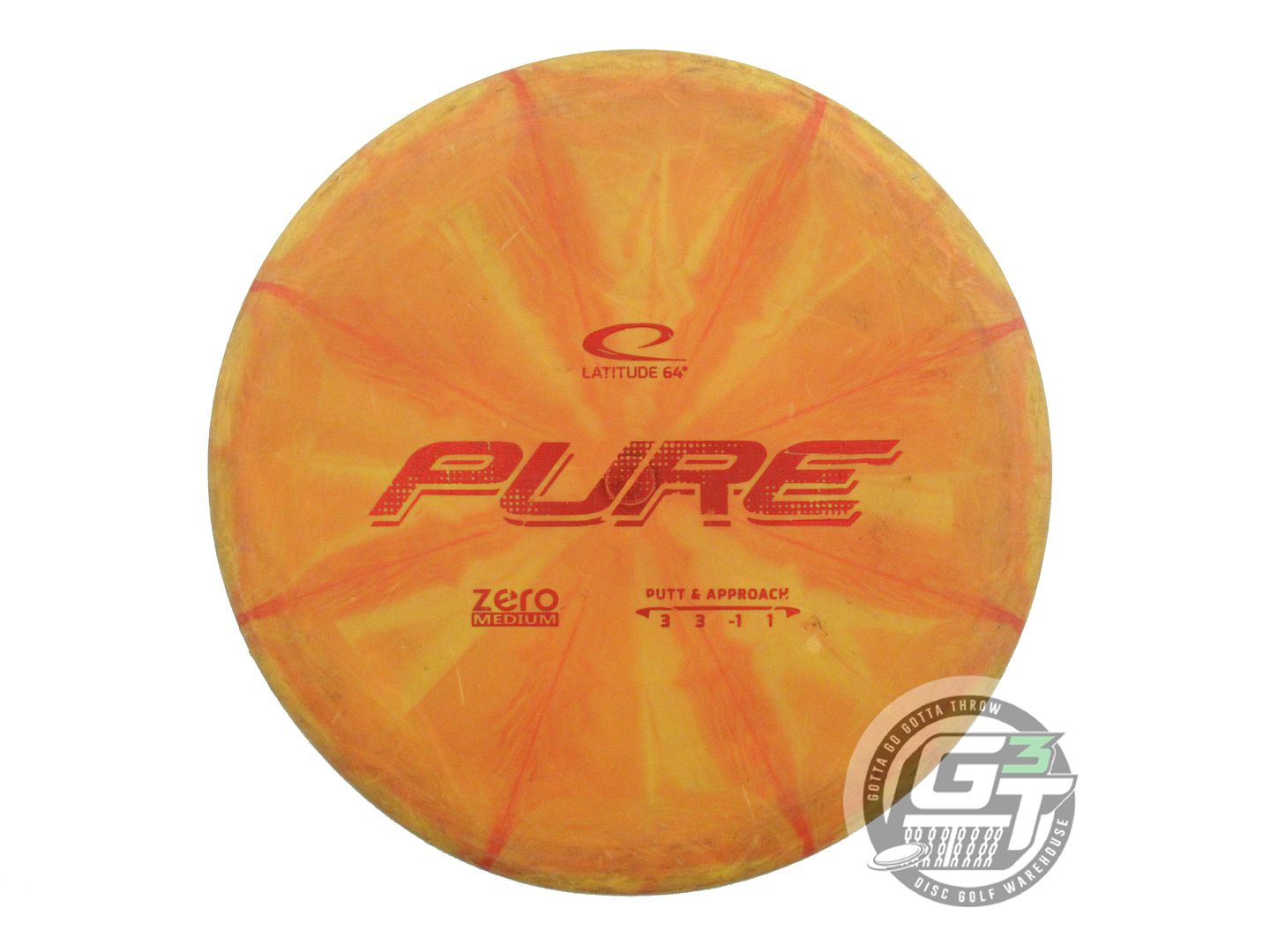USED Latitude 64 Zero Medium Burst Pure 173g Orange Red Foil Putter Golf Disc