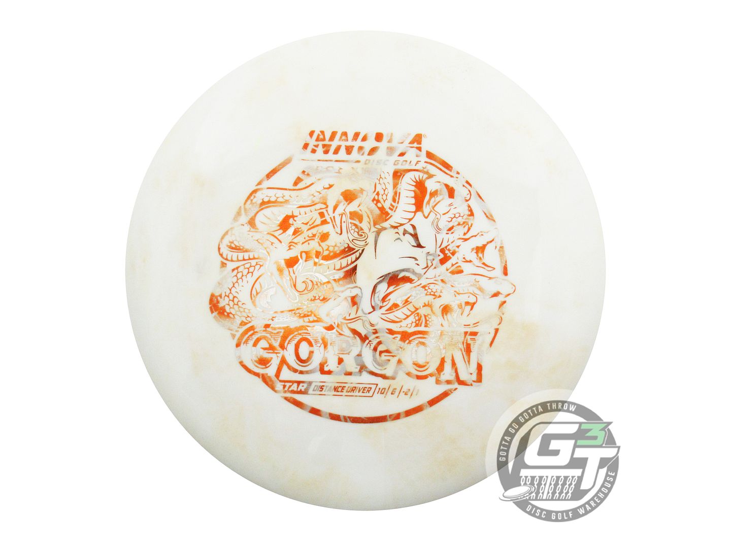 USED Innova Star Gorgon 171g White Orange Rose Foil Distance Driver Golf Disc