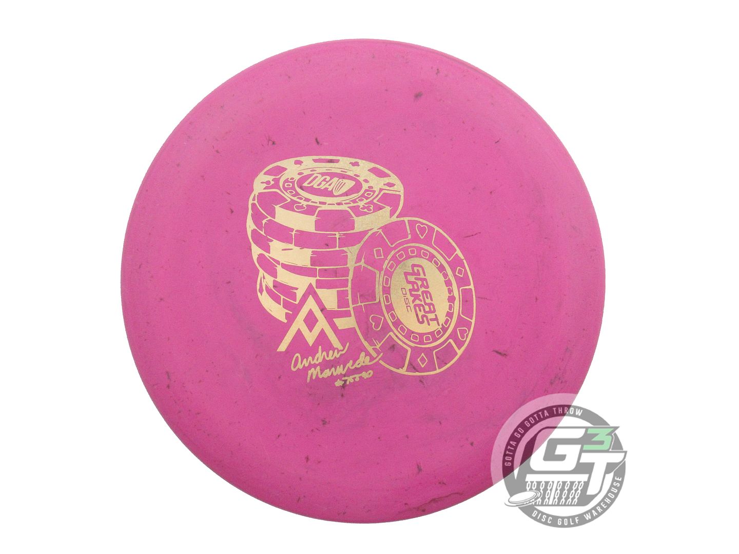 USED DGA Stone Splatter Steady BL 175g Pink Gold Glitter Foil Putter Golf Disc