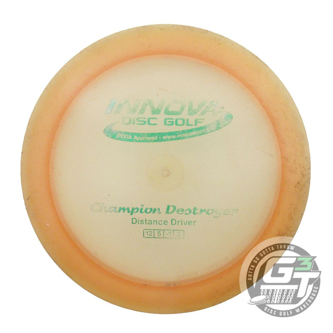 USED Innova Champion Destroyer 175g Peach Green Foil Distance Driver Golf Disc