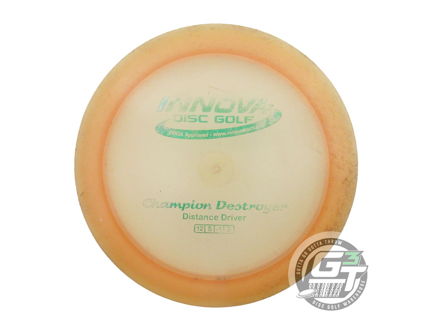 USED Innova Champion Destroyer 175g Peach Green Foil Distance Driver Golf Disc