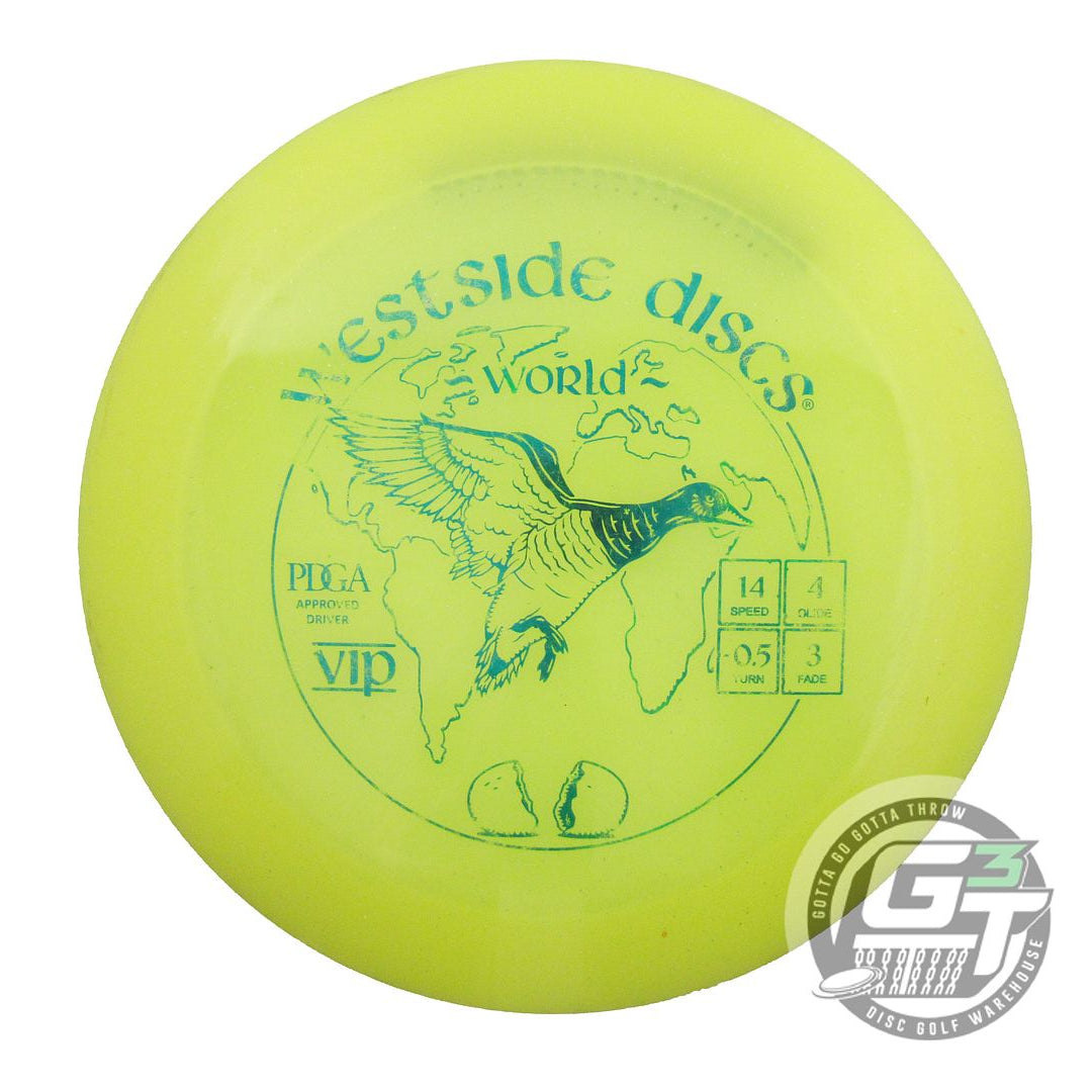 USED Westside Discs VIP World 171g Yellow Teal Foil Distance Driver Golf Disc