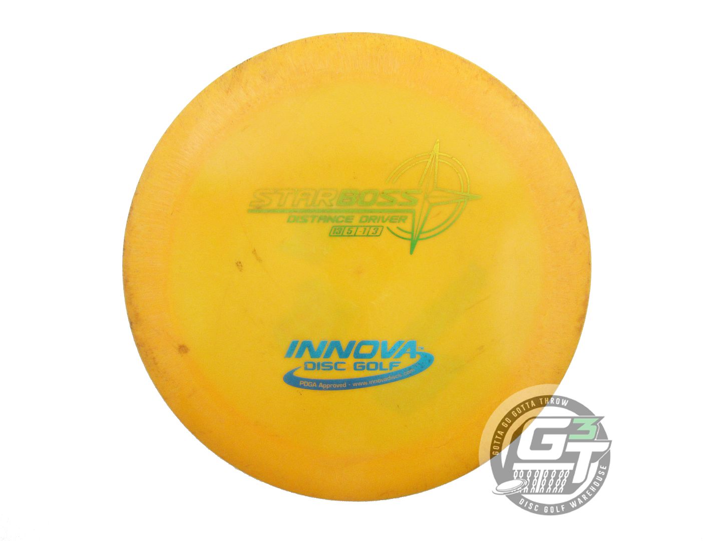 USED Innova Star Boss 167g Marigold Lime & Blue Foil Distance Driver Golf Disc