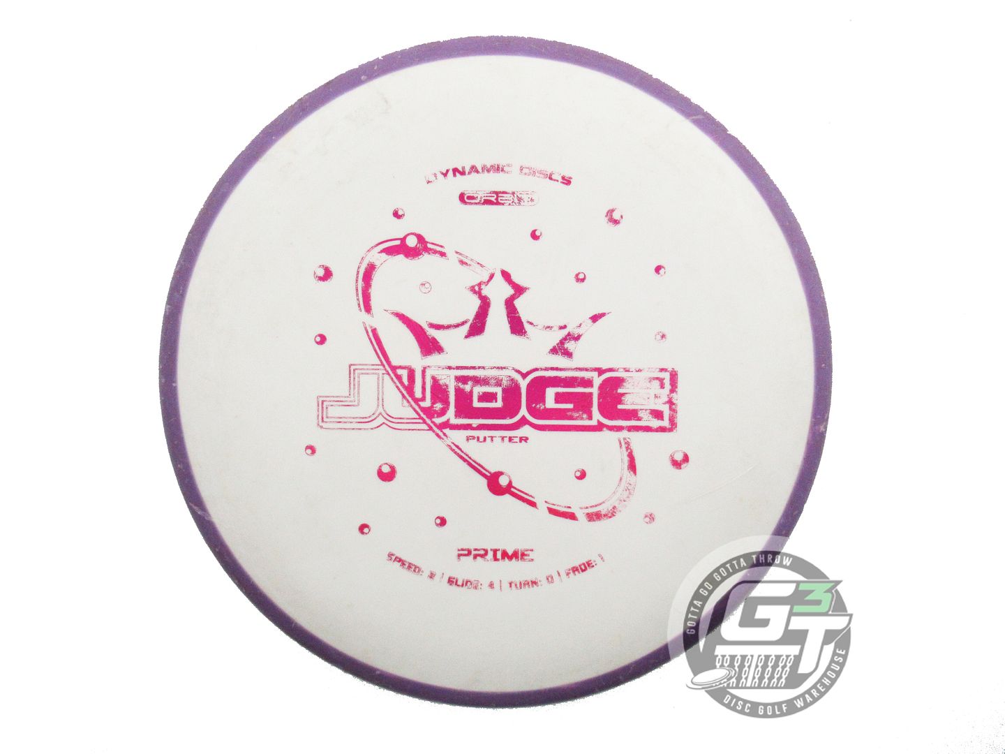 USED Dynamic Discs Prime Orbit Judge 175g Purple-White Putter Golf Disc