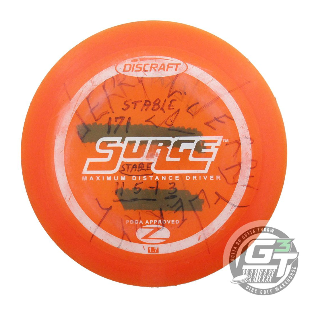 USED Discraft Z Surge 172g Orange White Stamp PFN Distance Driver Golf Disc
