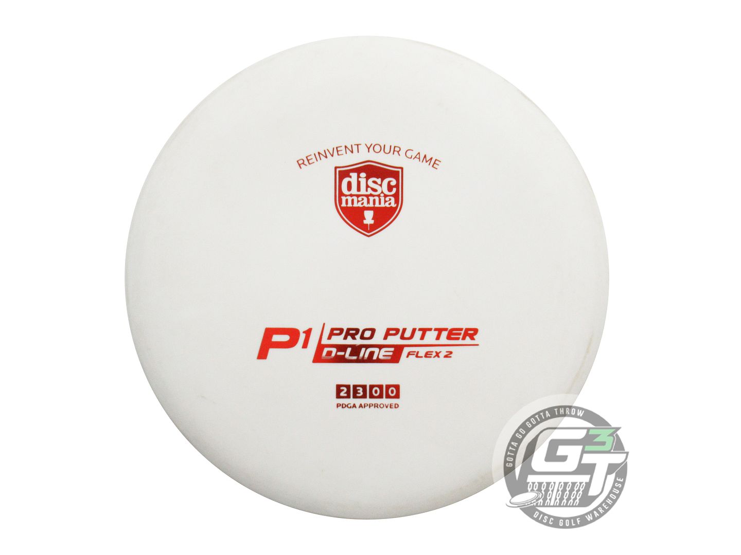 USED DiscMania D-Line Flex 2 P1 174g White Red Foil Putter Golf Disc