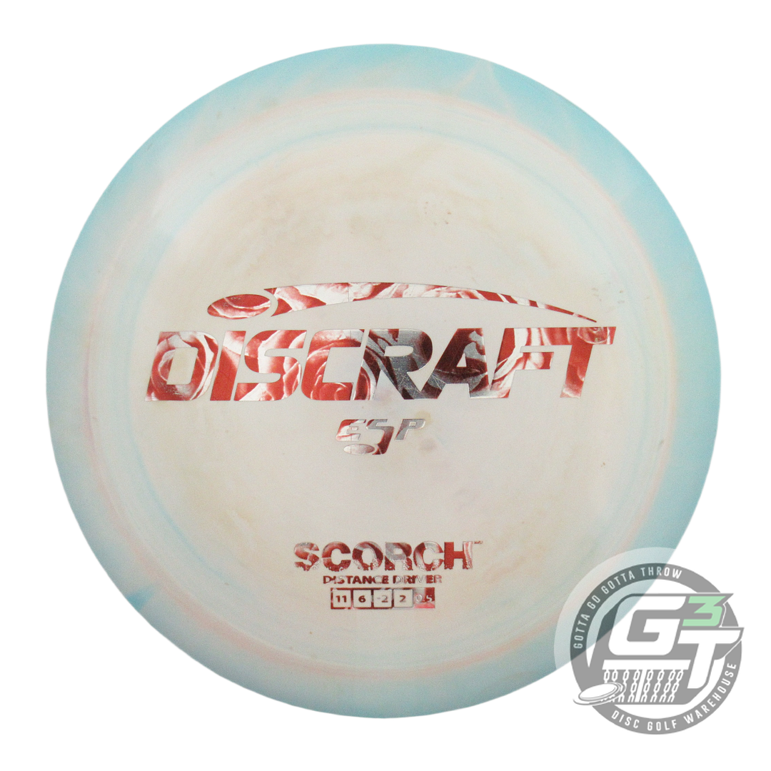 USED Discraft ESP Scorch 171g Teal-Tan Red Rose Foil Distance Driver Golf Disc