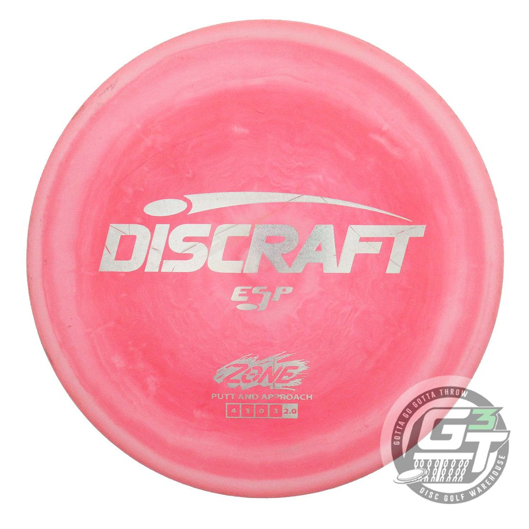 USED Discraft ESP Zone 176g Red-Pink Silver Glitter Foil Putter Golf Disc