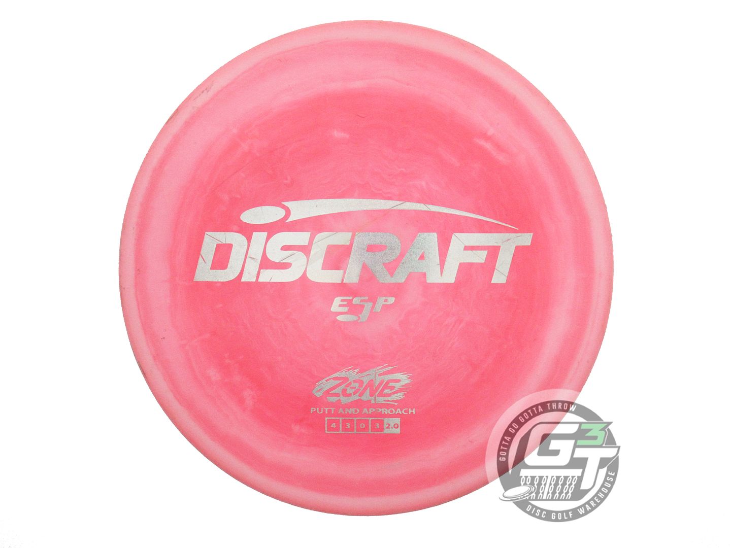 USED Discraft ESP Zone 176g Red-Pink Silver Glitter Foil Putter Golf Disc