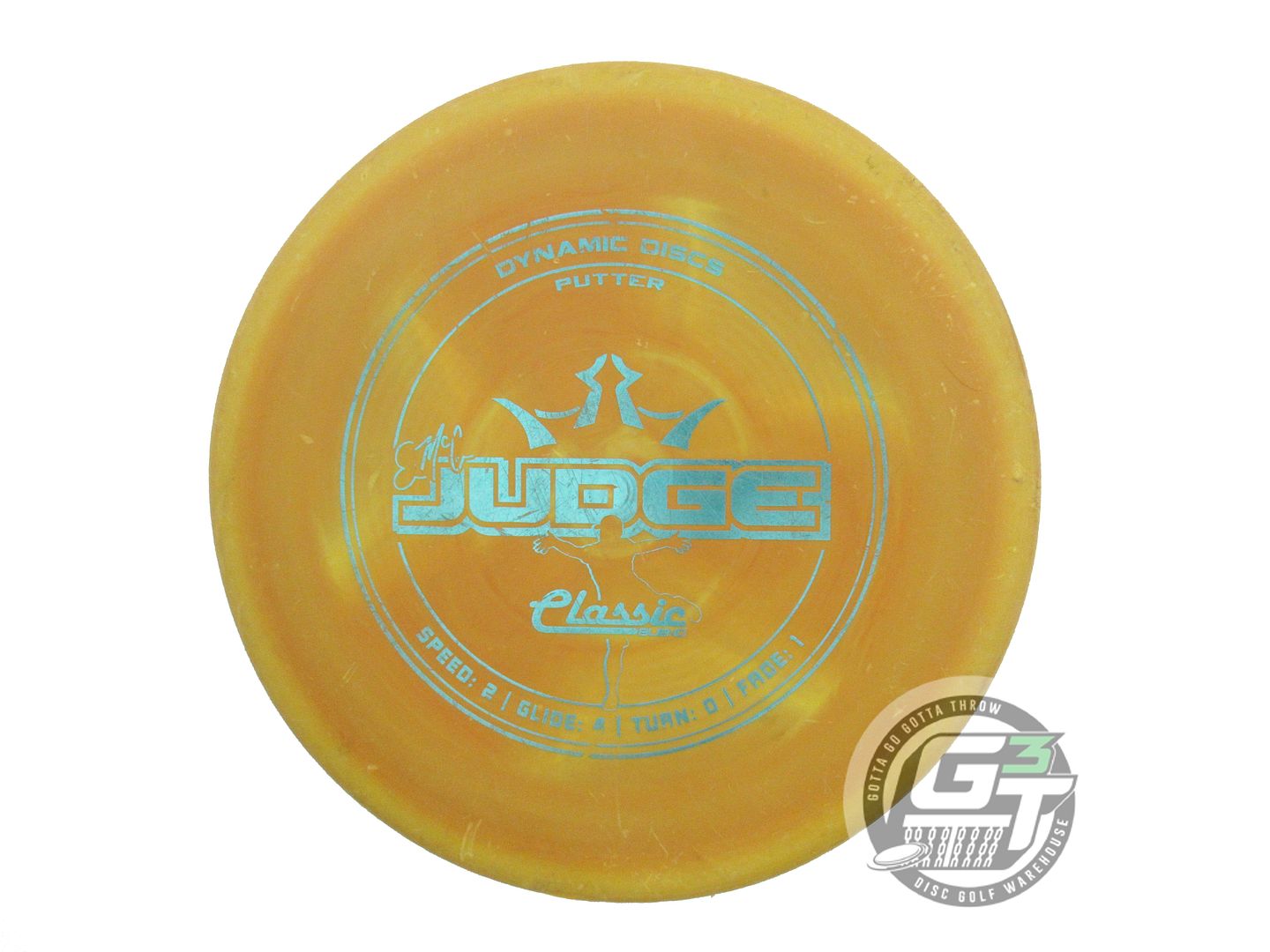 USED Dynamic Discs Classic Blend EMAC Judge 173g Mustard Silver Foil Putter Disc
