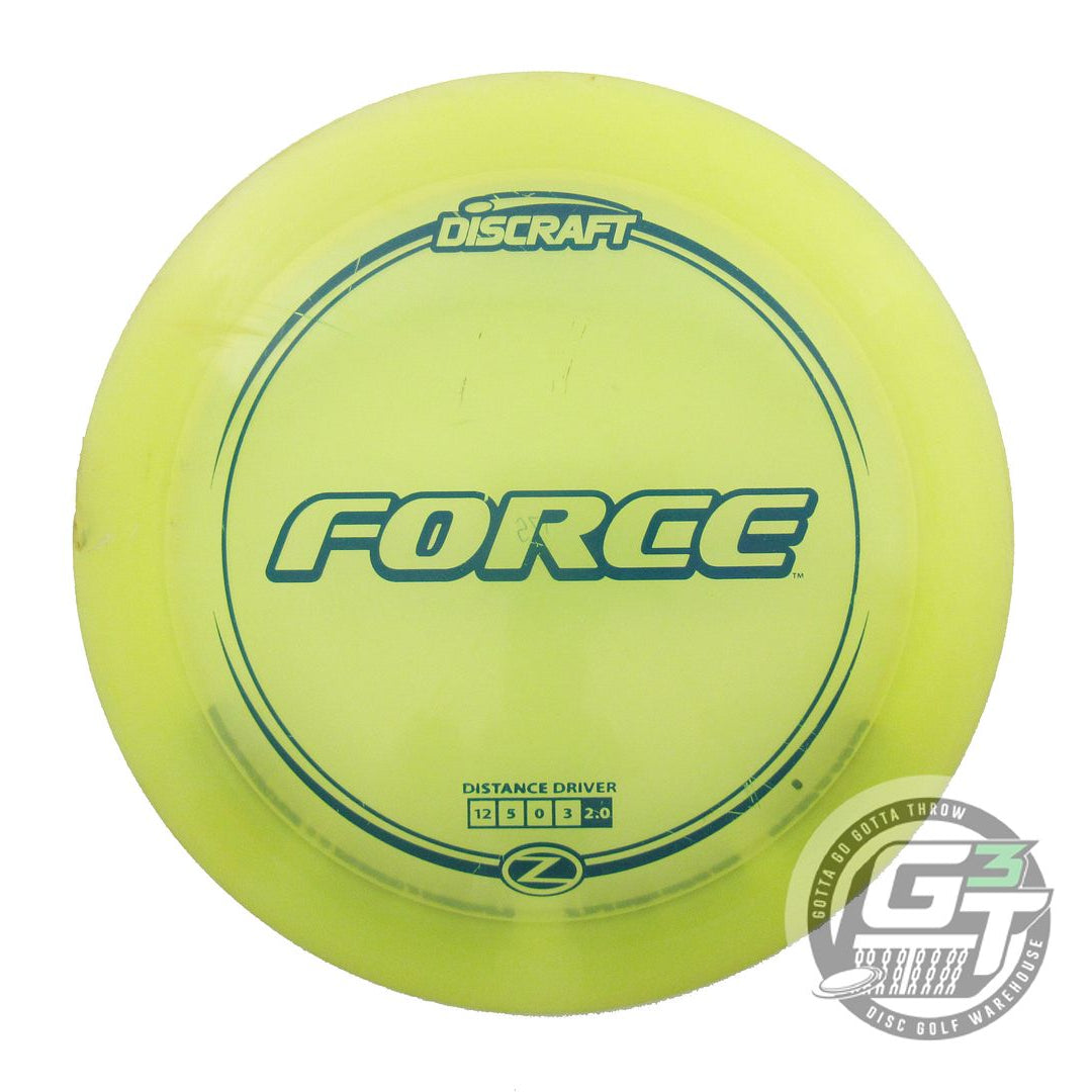 USED Discraft Z Force 175g Yellow Blue Stamp RIM GOUGE Distance Driver Golf Disc