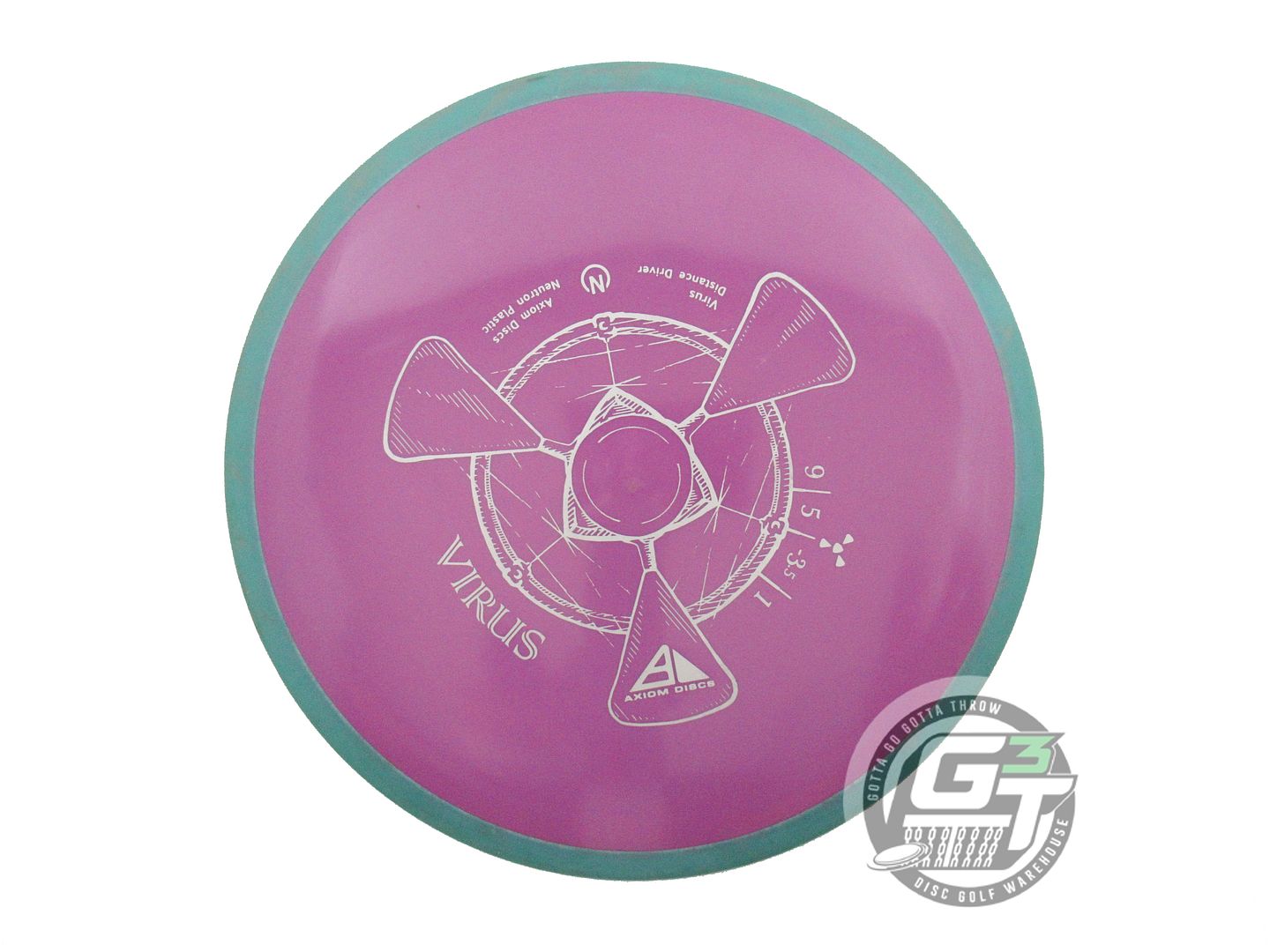 USED Axiom Discs Neutron Virus 174g Purple Green Rim Distance Driver Disc