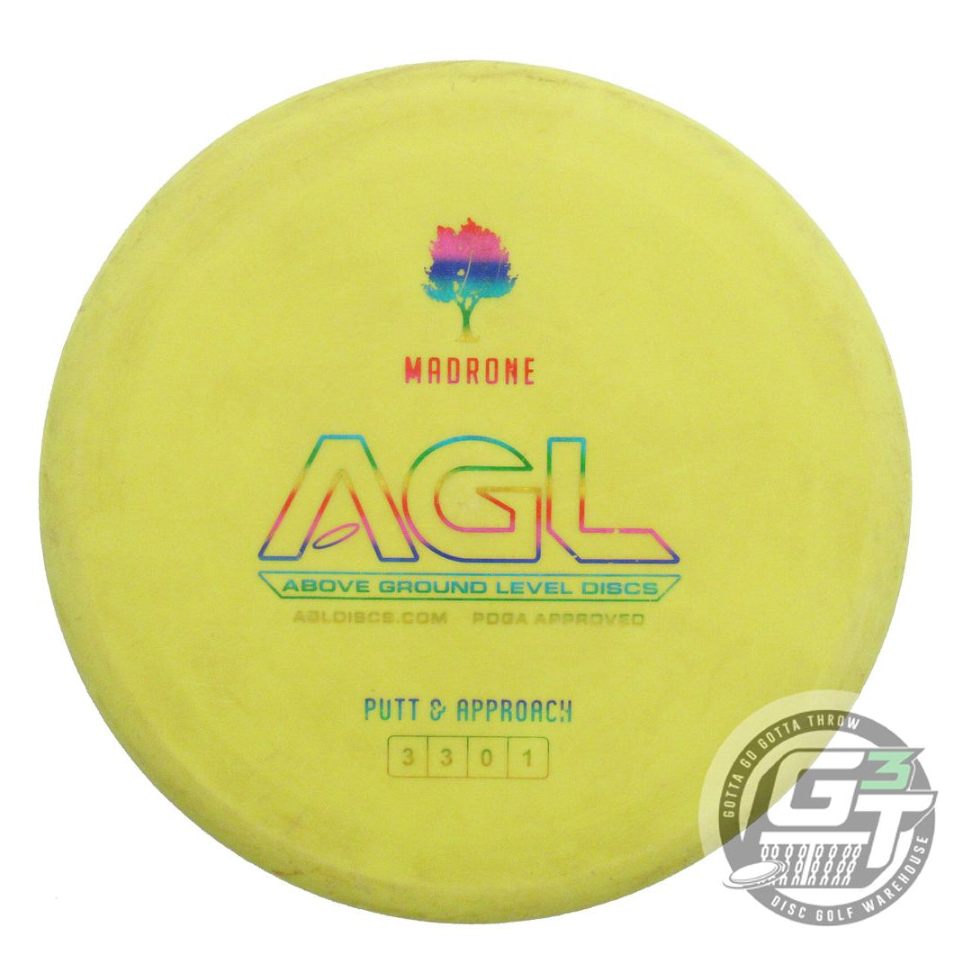 USED Above Ground Level Woodland Madrone 175g Yellow Rainbow Shatter Putter Disc
