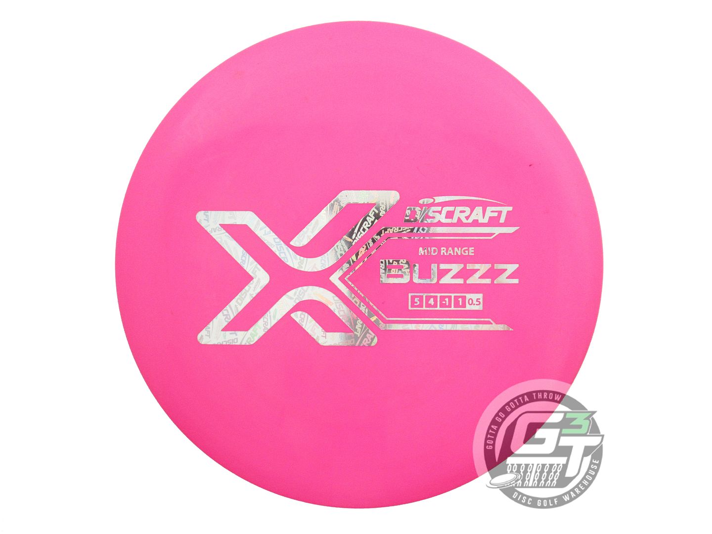 USED Discraft X Buzzz 163g Pink Holo Logo Foil Midrange Golf Disc