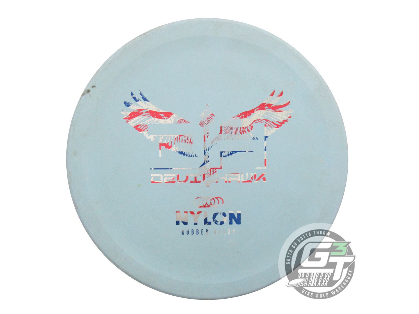 USED Gateway Nylon Rubber Alloy Devil Hawk 170g Sky Blue Flag Foil Putter Disc