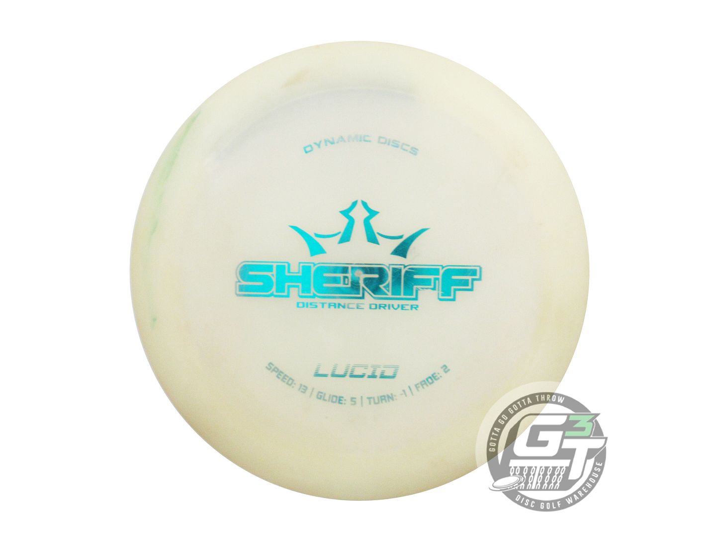 USED Dynamic Discs Lucid Sheriff 174g White Teal Foil Distance Driver Golf Disc
