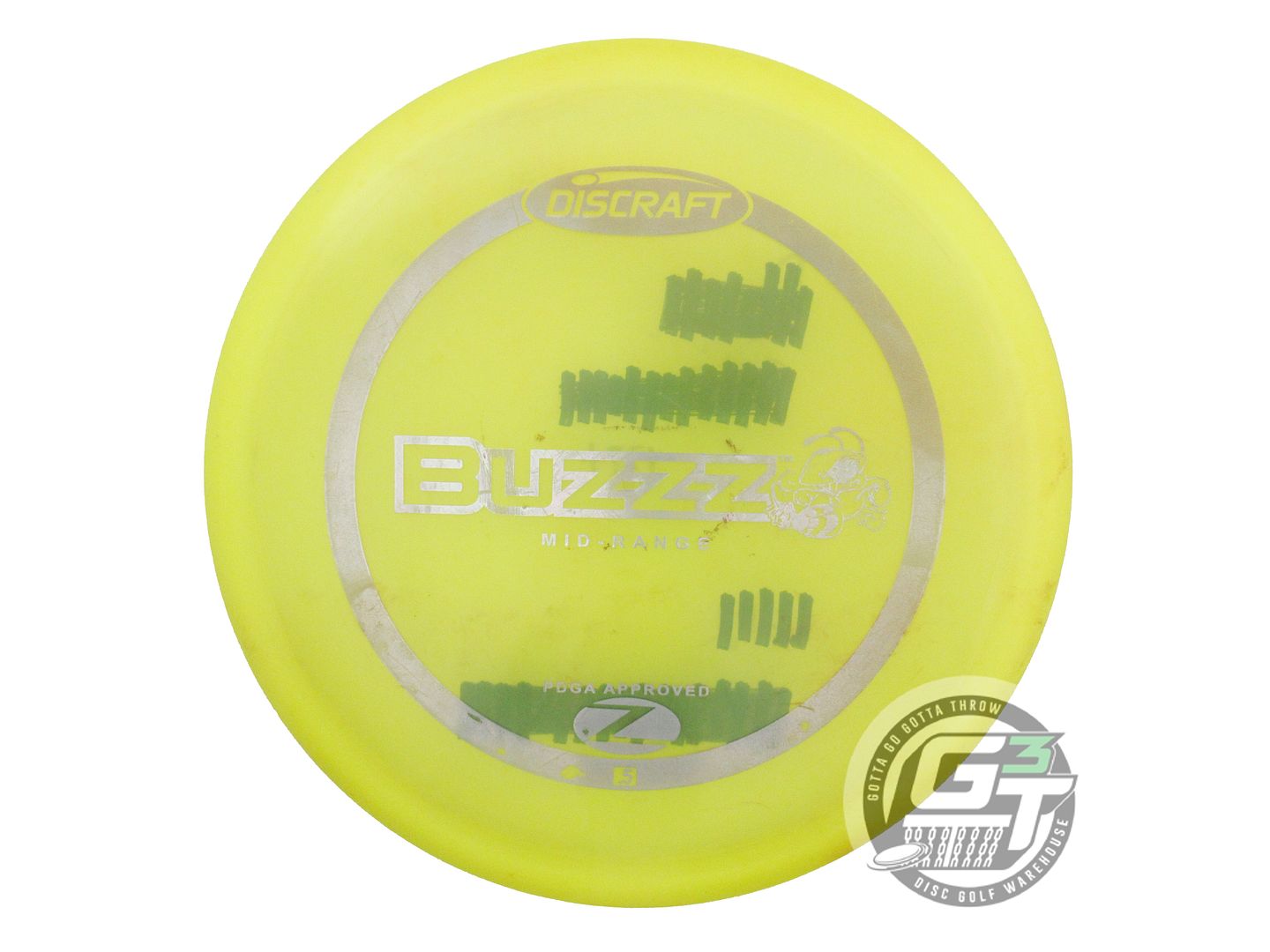 USED Discraft X-OUT Z Buzzz 178g Yellow Silver Foil PFN Midrange Golf Disc