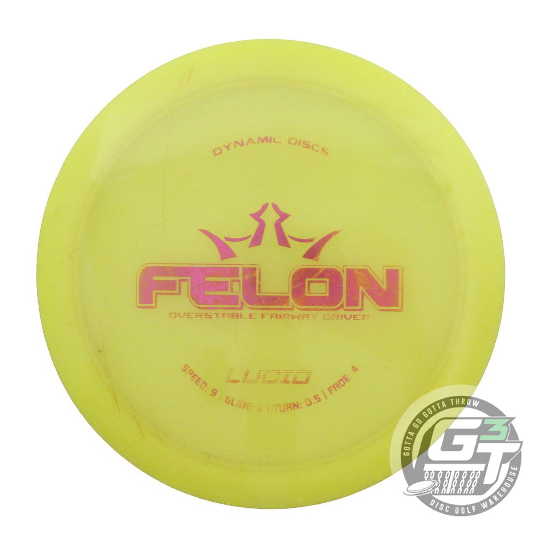 USED Dynamic Discs Lucid Felon 175g Yellow Magenta Foil Fairway Driver Golf Disc