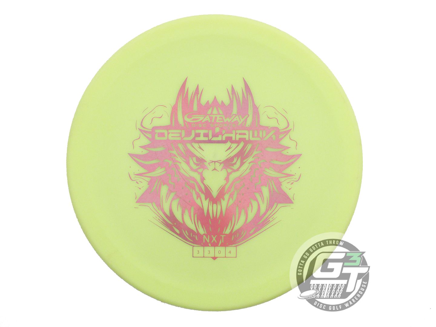 USED Gateway NXT Devil Hawk 174g Yellow Pink Holo Foil Putter Golf Disc