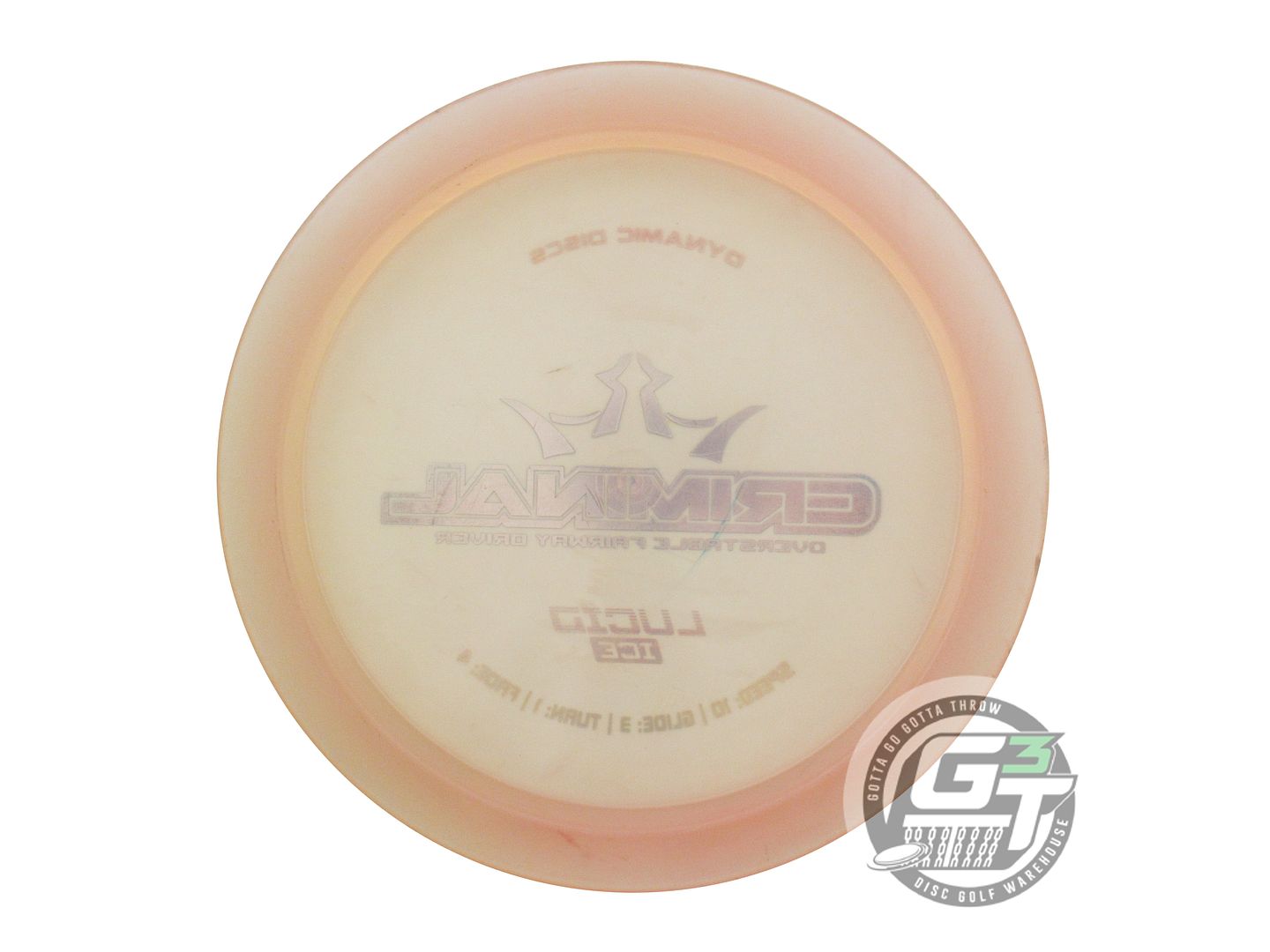 USED Dynamic Discs Lucid Ice Criminal 174g Peach Rainbow Foil Driver Golf Disc