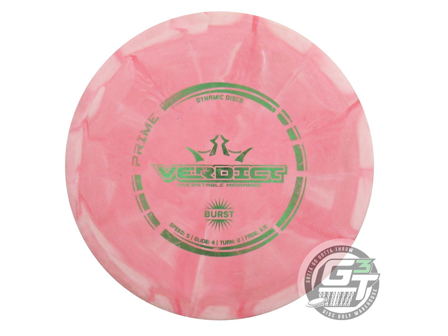 USED Dynamic Discs Prime Burst Verdict 181g Pink Green Foil Midrange Golf Disc