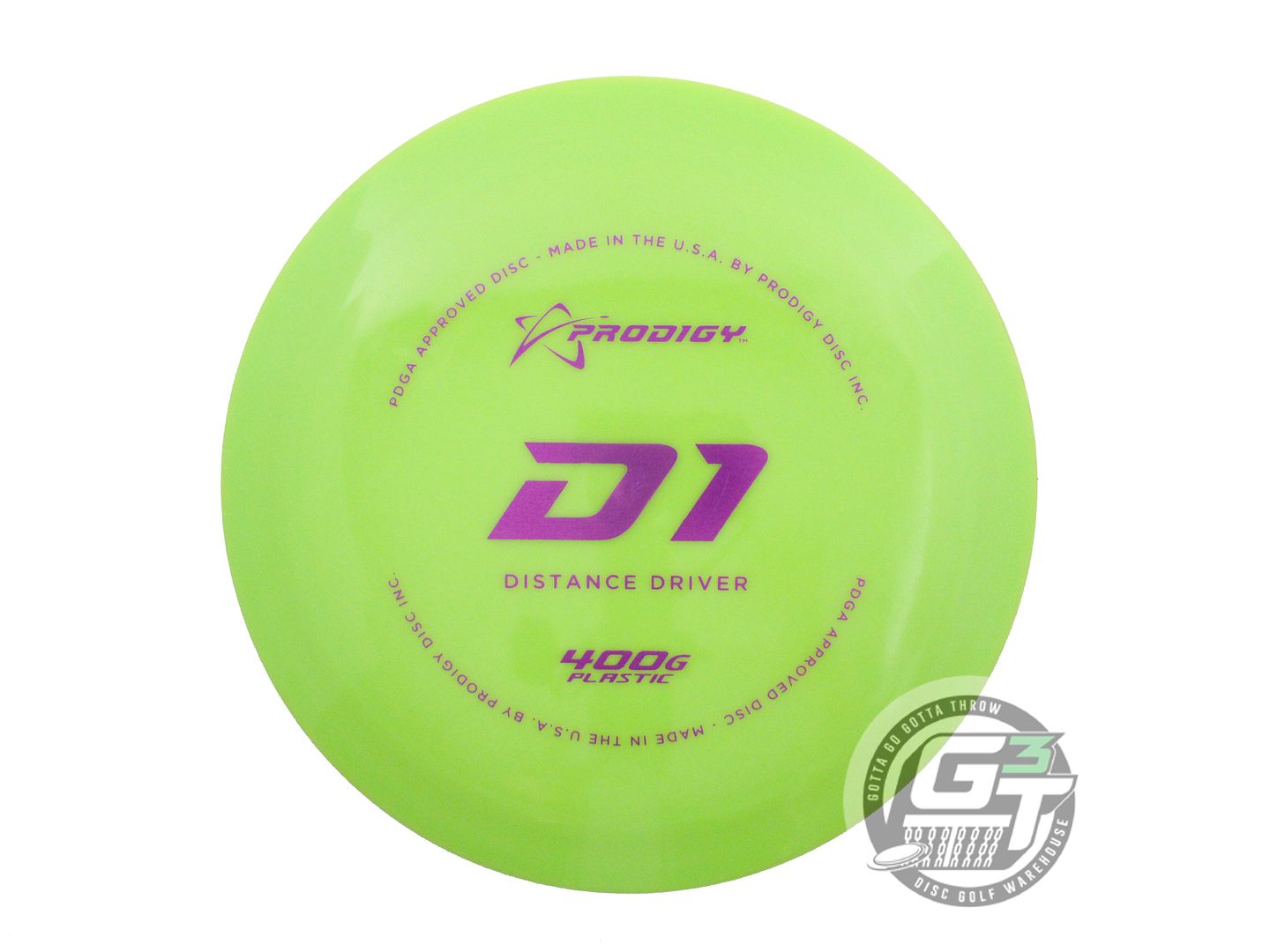 USED Prodigy Discs 400G D1 171g Lime Purple Foil Distance Driver Golf Disc