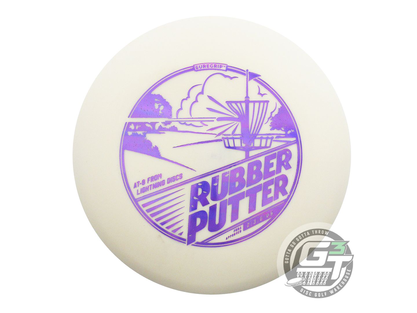 NOS Lightning X-OUT SureGrip Rubber Putter 176g Ivory Purple Foil Putter Disc
