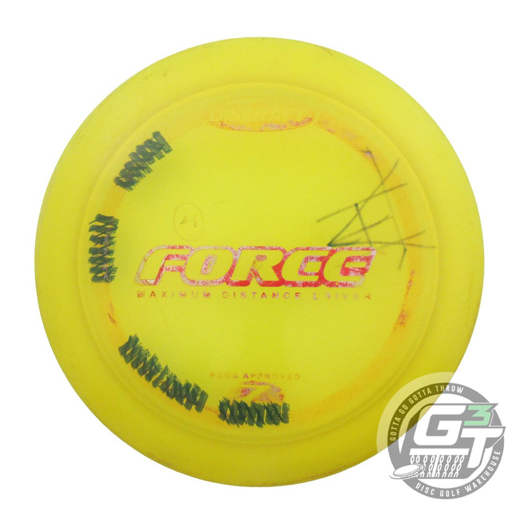 USED Discraft Z Force 174g Yellow Red Shatter Distance Driver Golf Disc