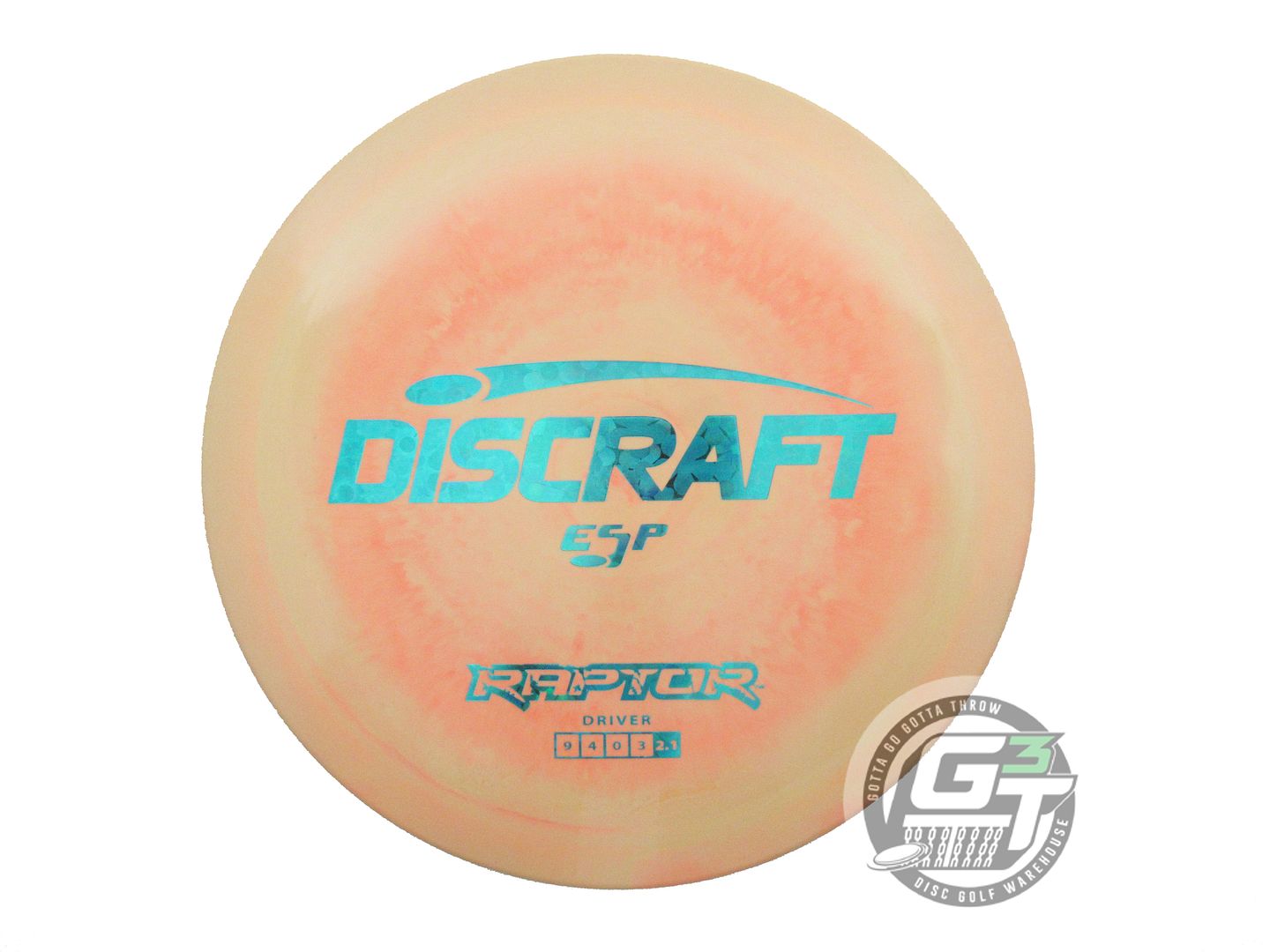 USED Discraft ESP Raptor 174g Peach-Orange Teal Flower Distance Driver Golf Disc