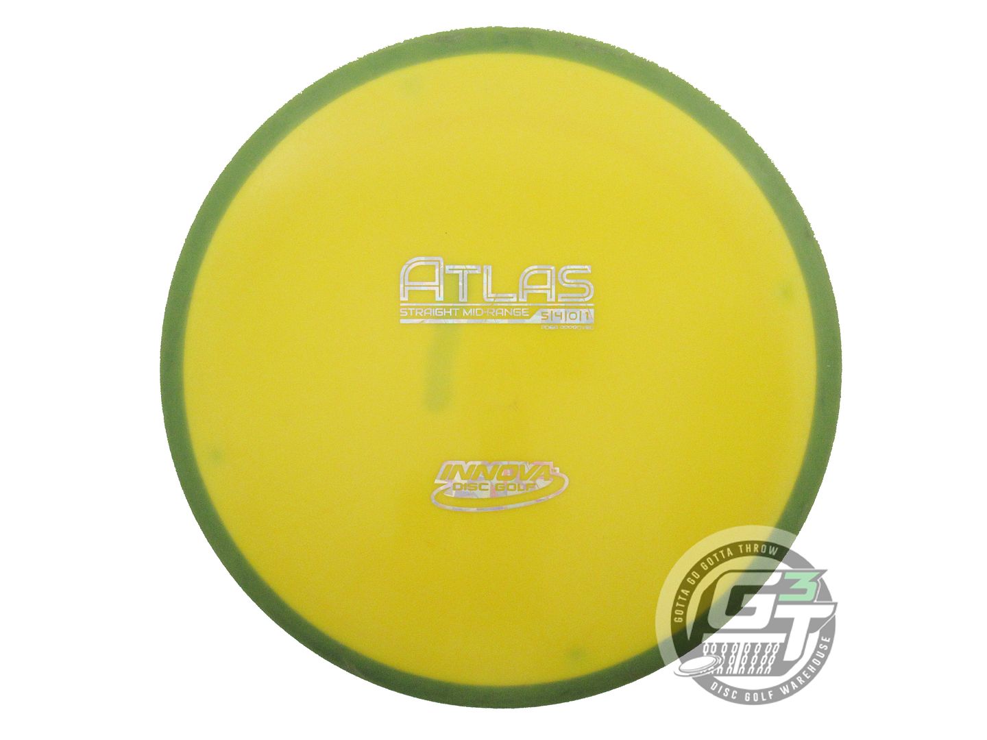 USED Innova Star Atlas 172g Yellow Silver Shatter Green Rim Midrange Golf Disc