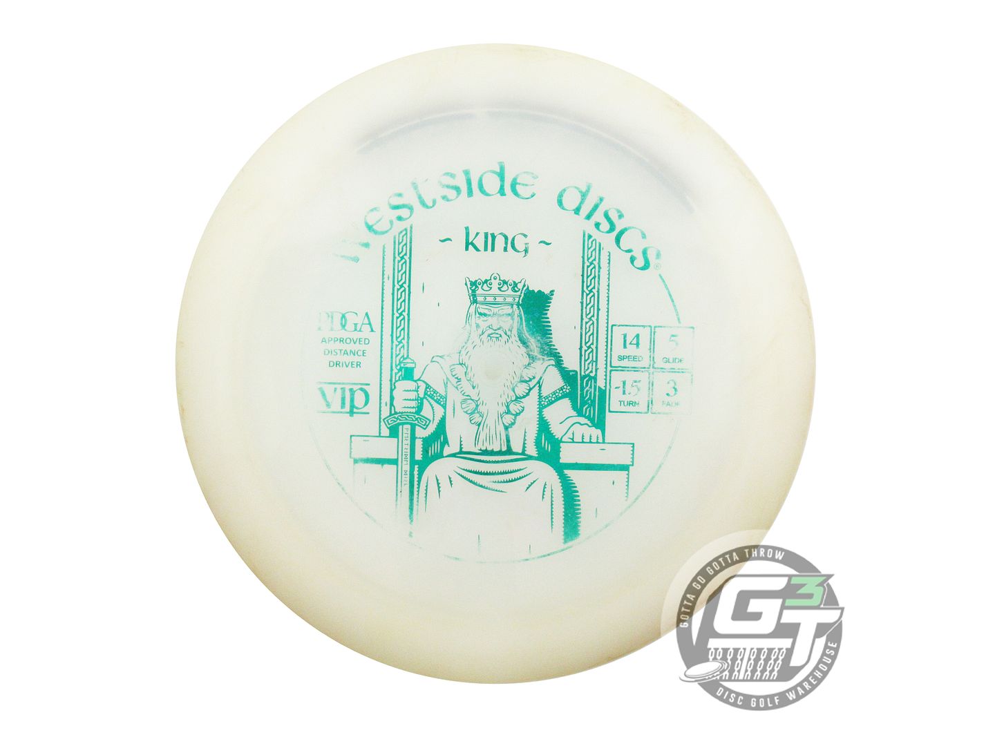 USED Westside Discs VIP King 173g White Green Foil Distance Driver Golf Disc