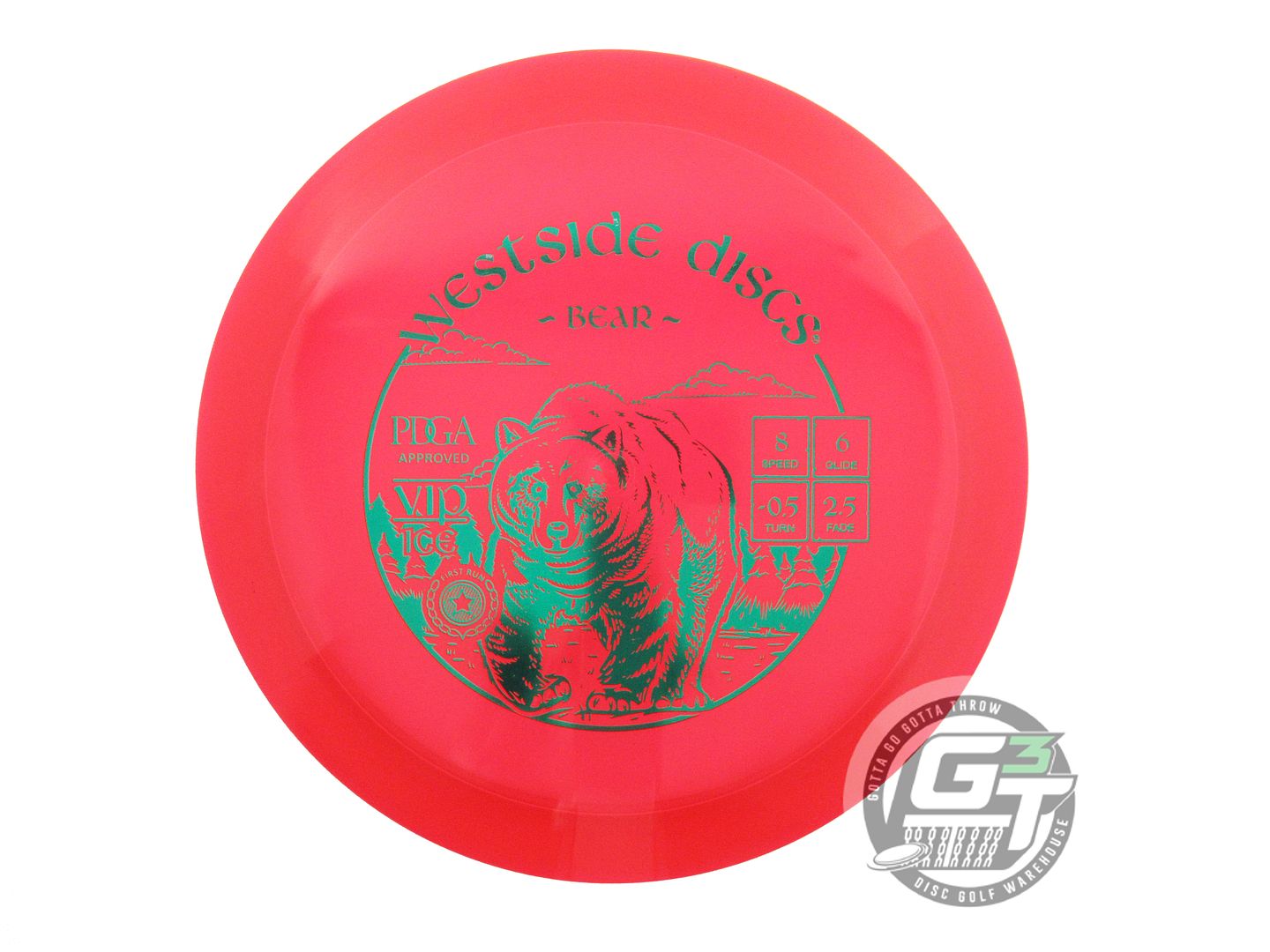 NOS Westside Discs VIP Ice Bear 176g Red Green Foil Fairway Driver Golf Disc