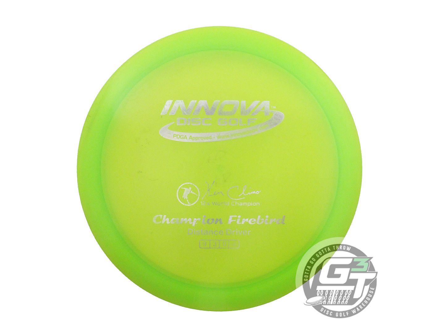 USED Innova Champion Firebird 175g Lime Silver Foil Distance Driver Golf Disc
