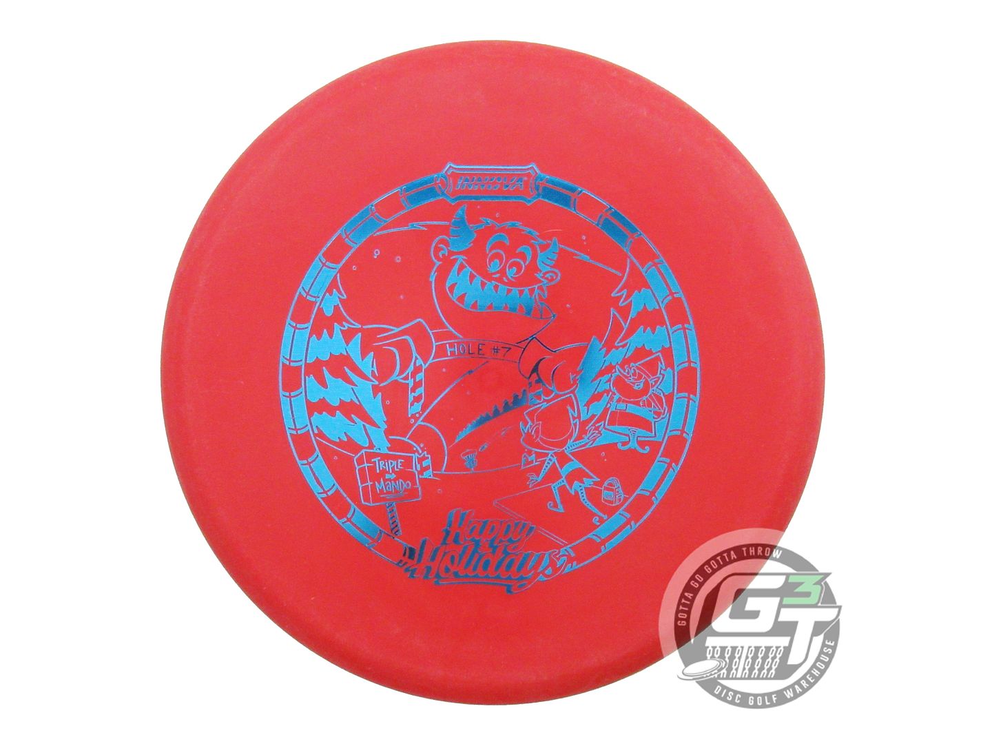 USED Innova HAPPY HOLIDAYS XT Invader 175g Red Blue Foil Putter Golf Disc