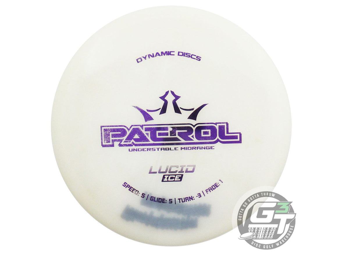USED Dynamic Discs Lucid Ice Patrol 173g White Purple Foil Midrange Golf Disc