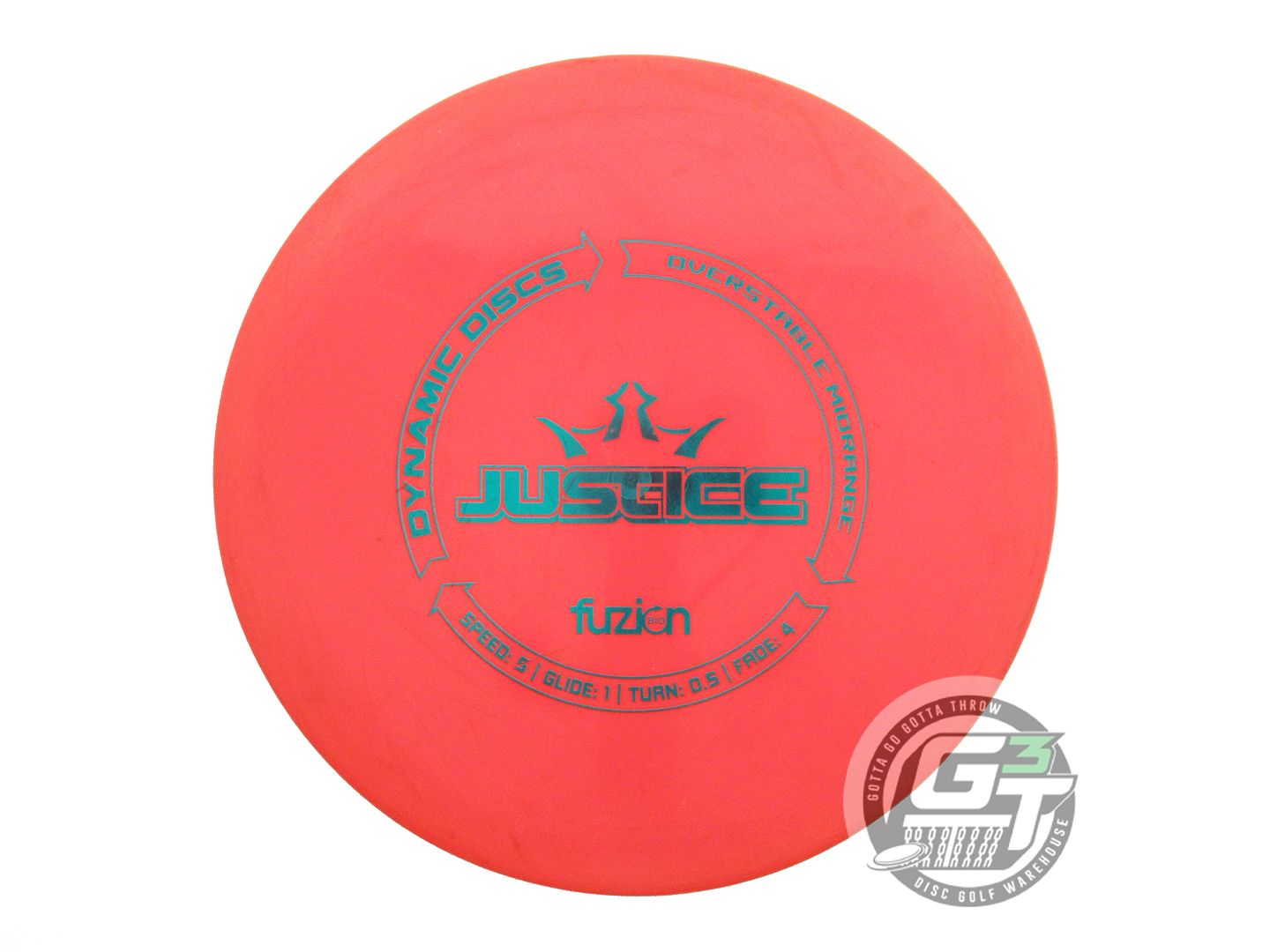 USED Dynamic Discs BioFuzion Justice 173g Red Teal Foil Midrange Golf Disc