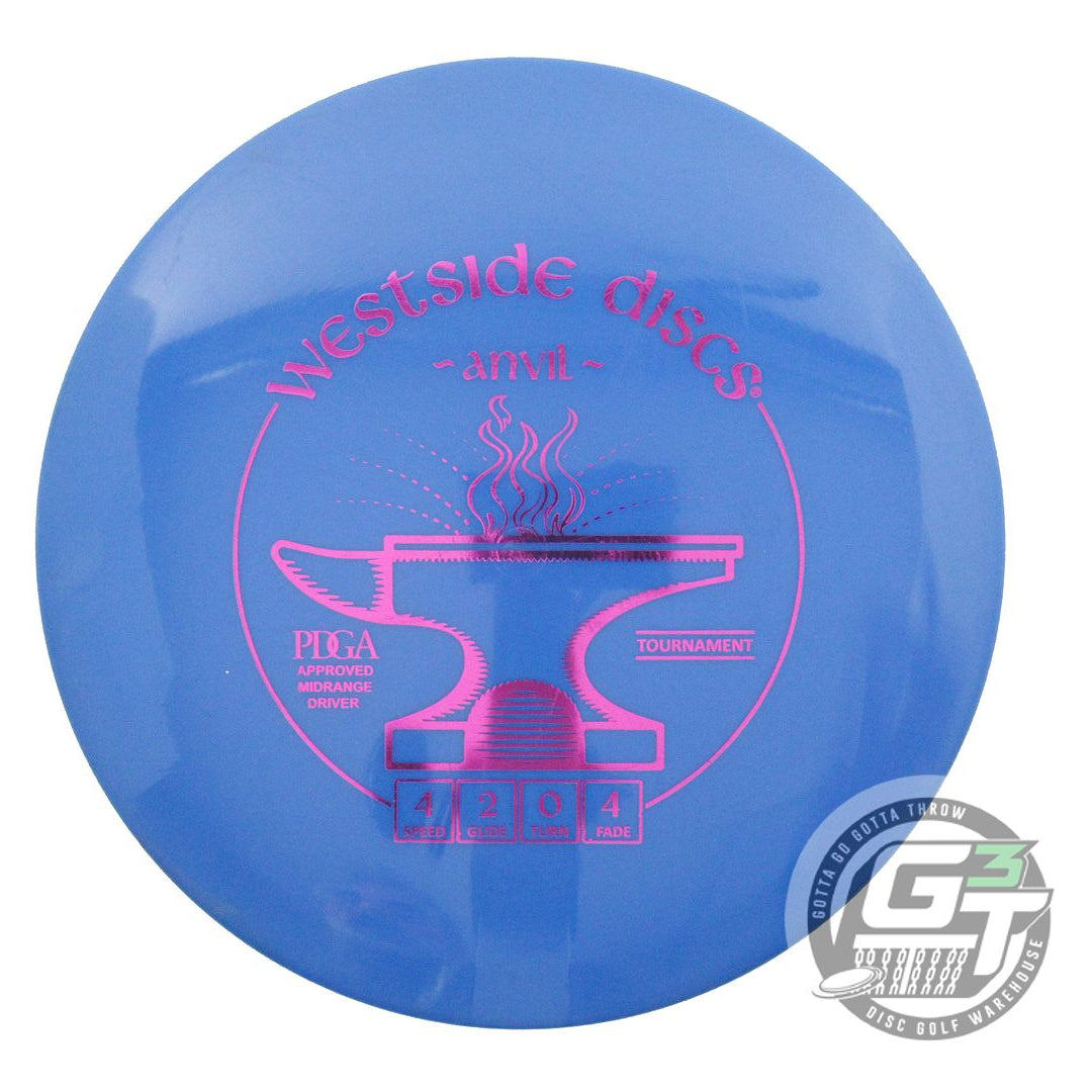 USED Westside Discs Tournament Anvil 176g Blue Magenta Foil Midrange Golf Disc