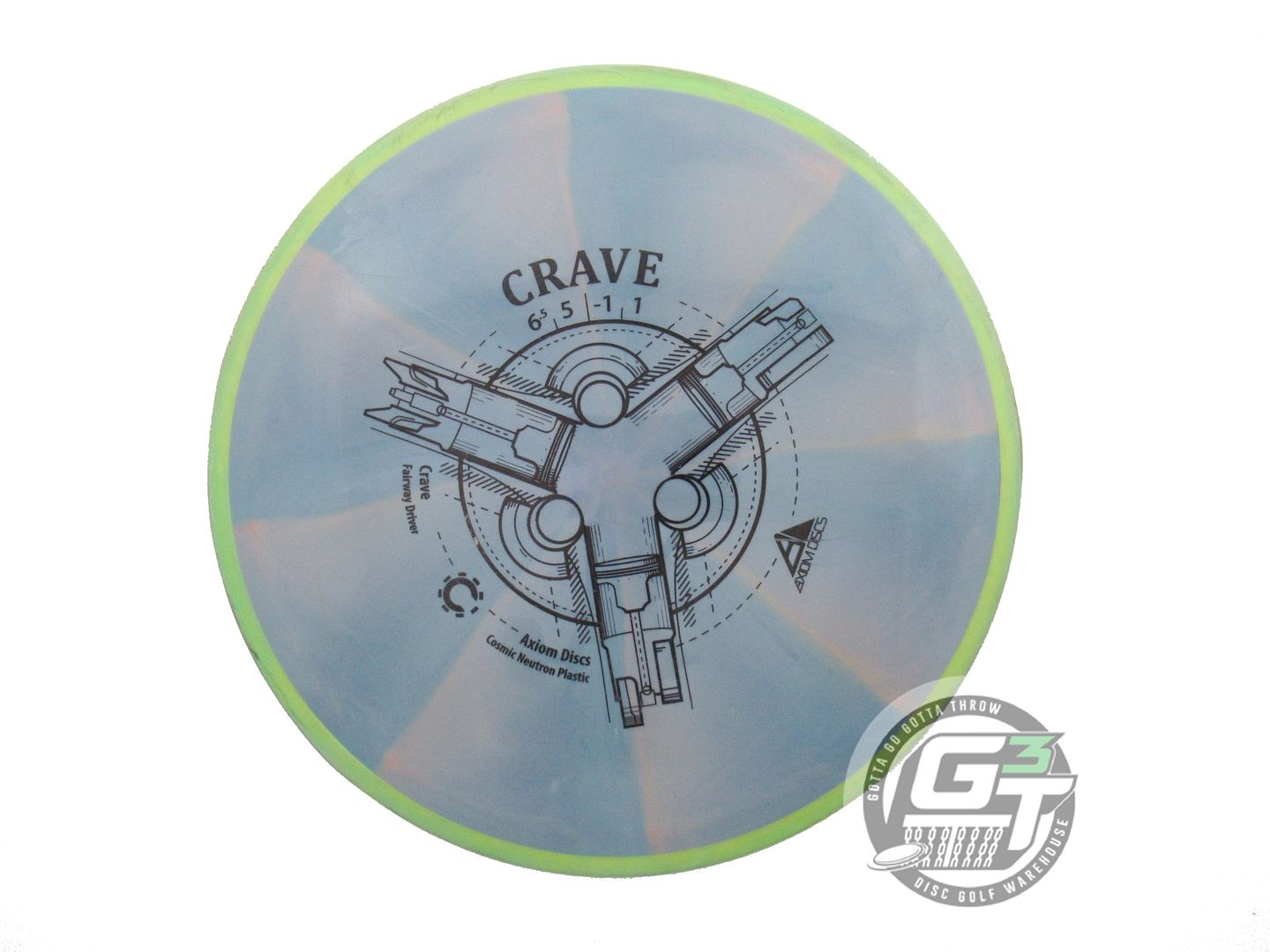 USED Axiom Discs Cosmic Neutron Crave 171g Blue-Pink Lime Rim Driver Golf Disc