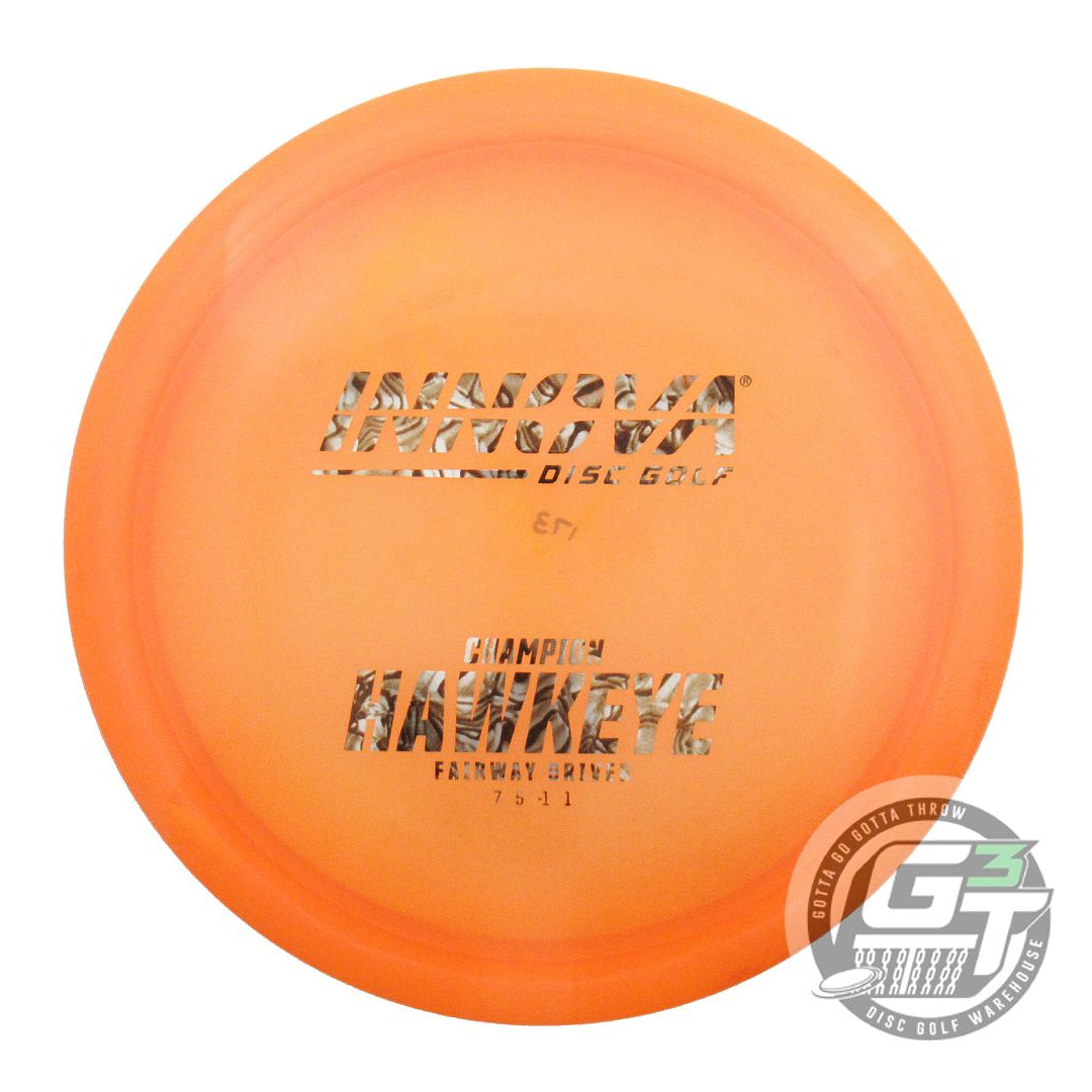 USED Innova Champion Hawkeye 173g Orange Brown Swirl Foil Fairway Driver Disc
