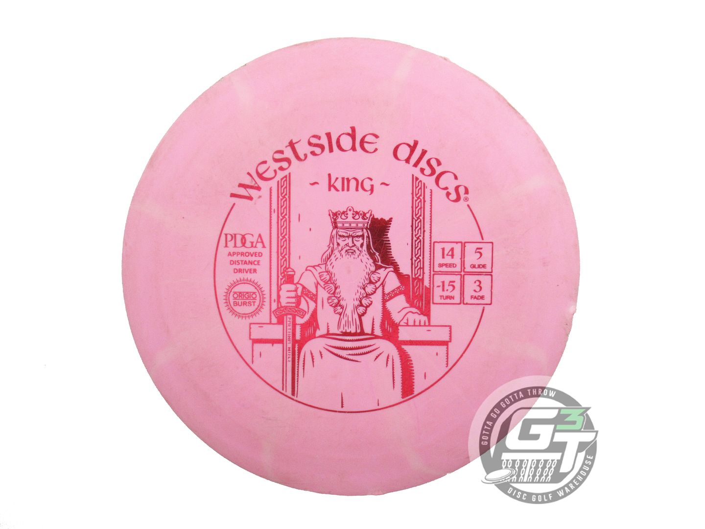 USED Westside Discs Origio Burst King 173g Pink Distance Driver Golf Disc
