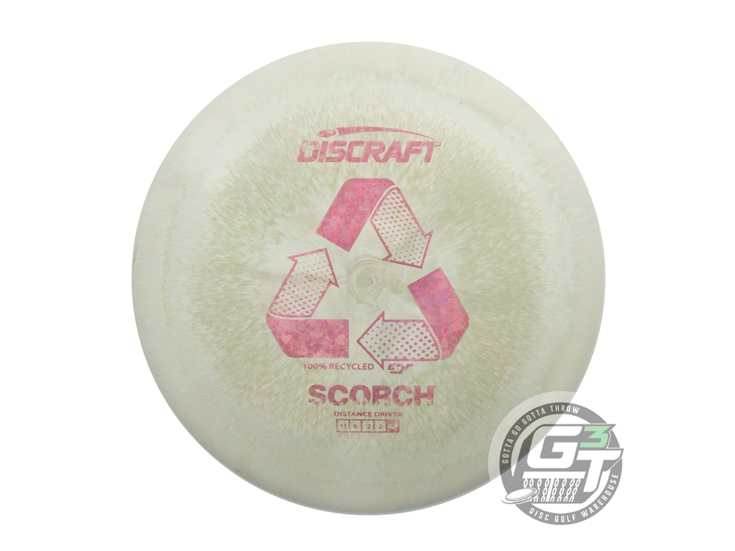 USED Discraft Recycled ESP Scorch 172g Olive Pink Heart Distance Driver Disc