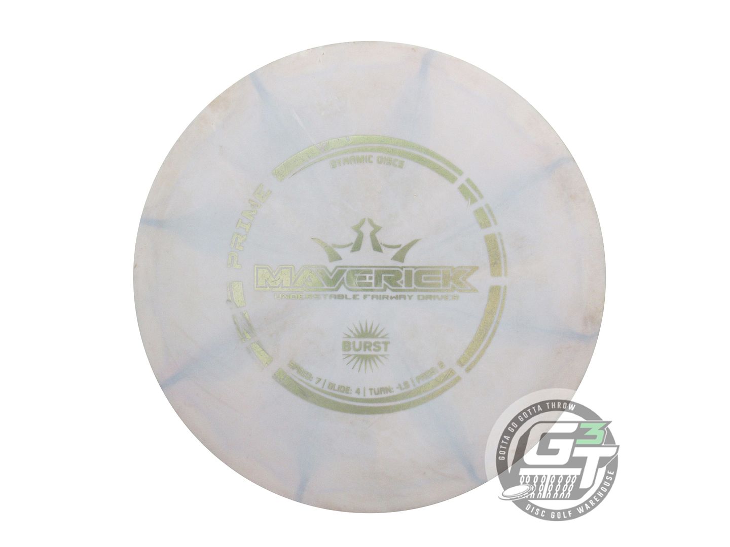USED Dynamic Discs Prime Burst Maverick 176g Lilac Gold Foil Driver Golf Disc